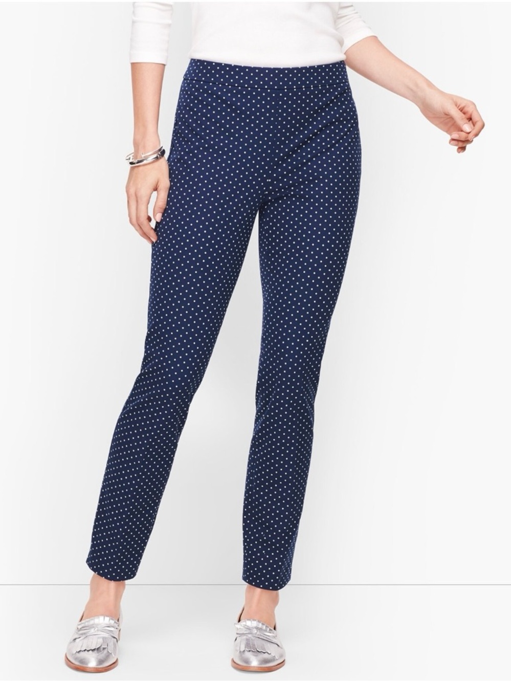 NWT Talbots Women's Blue Garden Dot Chatham Ankle Pants Size 4